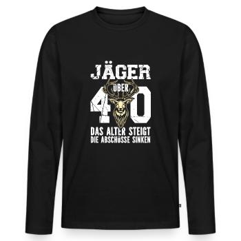 Jäger über 40 - Lustiges 40erDesign für Waidmänner - Männer Premium Bio Langarmshirt - Schwarz - Vorne - Nico (187cm)