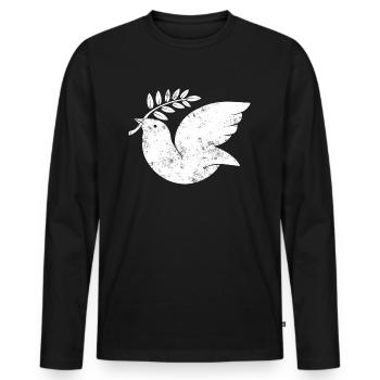 Friedenstaube - Männer Premium Bio Langarmshirt - Schwarz - Vorne - Nico (187cm)