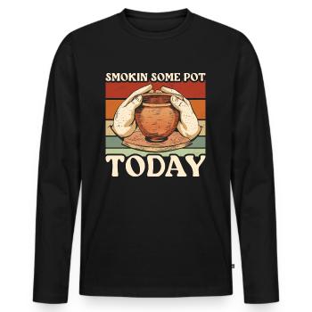 Pottery Smoking Some Pot Today Ceramics - Men's Premium Organic Long Sleeve Shirt - black - Front - Nico (187cm)