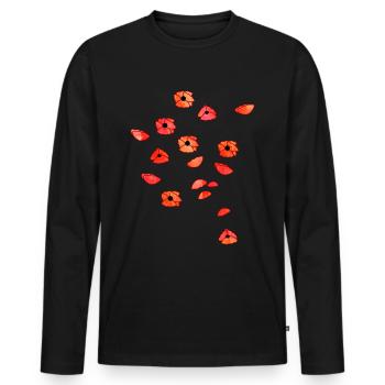 Mohnblüten - T-shirt manches longues Premium bio Homme - noir - Devant - Nico (187cm)