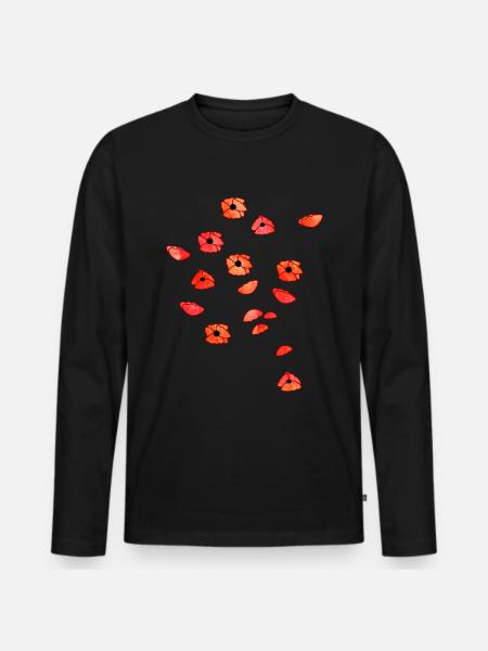 Mohnblüten - T-shirt manches longues Premium bio Homme - noir