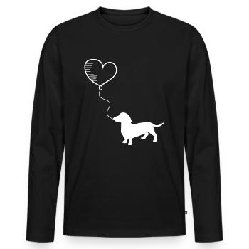 Dackel - Männer Premium Bio Langarmshirt - Schwarz - Vorne - Nico (187cm)