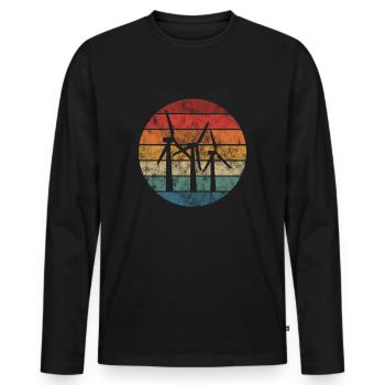 Énergie éolienne énergie éolienne éolienne - T-shirt manches longues Premium bio Homme - noir - Devant - Nico (187cm)