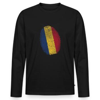 Roumanie Empreintes digitales roumaines Drapeau roumain - T-shirt manches longues Premium bio Homme - noir - Devant - Nico (187cm)