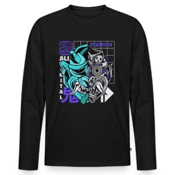 Oni Masque Hannya démon japonais Otaku pastel - T-shirt manches longues Premium bio Homme - noir - Devant - Nico (187cm)