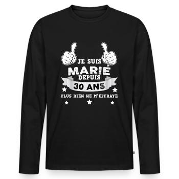 Mariage Depuis 30 Ans - T-shirt manches longues Premium bio Homme - noir - Devant - Nico (187cm)