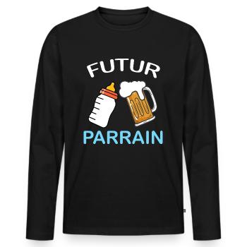 le Meilleur futur Parrain Cadeau Naissance Filleul - T-shirt manches longues Premium bio Homme - noir - Devant - Nico (187cm)