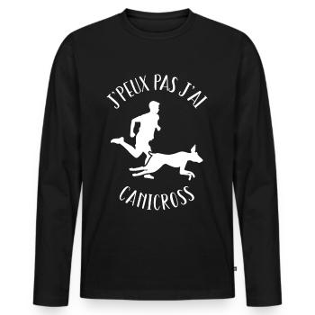 J'peux Pas J'ai Canicross, Humour Canicross - T-shirt manches longues Premium bio Homme - noir - Devant - Nico (187cm)