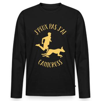 J'peux Pas J'ai Canicross, Humour Canicross - T-shirt manches longues Premium bio Homme - noir - Devant - Nico (187cm)