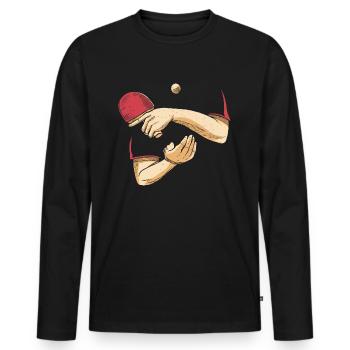 Serve Table tennis ball Table tennis player - Men's Premium Organic Long Sleeve Shirt - black - Front - Nico (187cm)