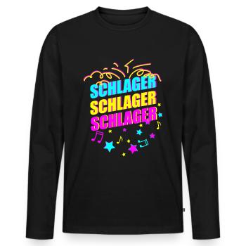 Schlager - Männer Premium Bio Langarmshirt - Schwarz - Vorne - Nico (187cm)