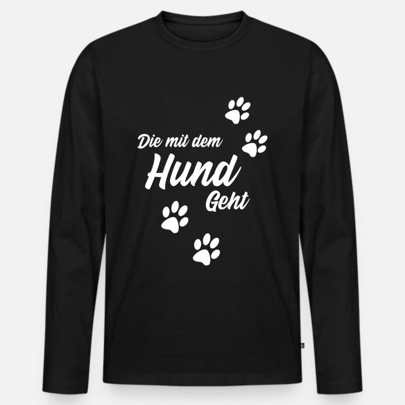 Die Mit dem Hund Geht+ - Männer Premium Bio Langarmshirt - Schwarz