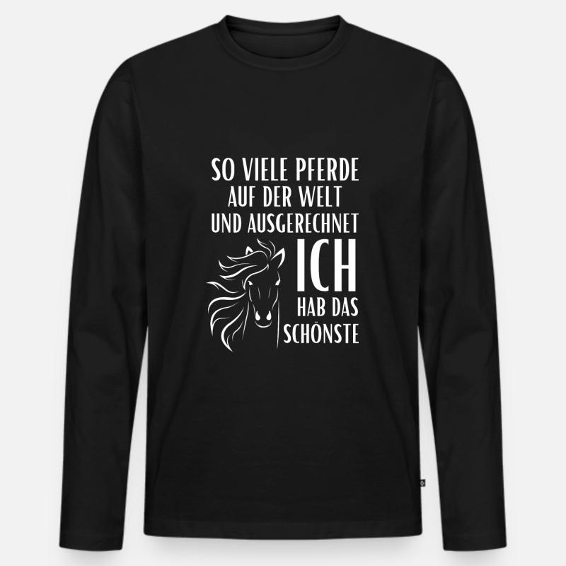 Pferde Geschenk - Männer Premium Bio Langarmshirt - Schwarz