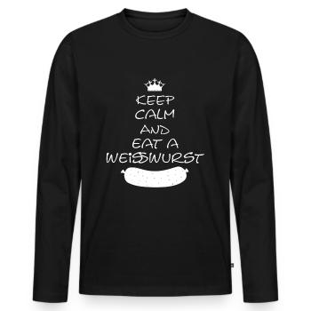 Keep Calm and eat a Weißwurst - Männer Premium Bio Langarmshirt - Schwarz - Vorne - Nico (187cm)