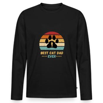 Le meilleur look rétro de Cat Dad Ever - T-shirt manches longues Premium bio Homme - noir - Devant - Nico (187cm)