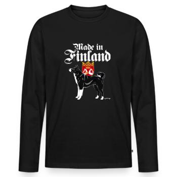 Bear Dog Finland 2 - Men's Premium Organic Long Sleeve Shirt - black - Front - Nico (187cm)