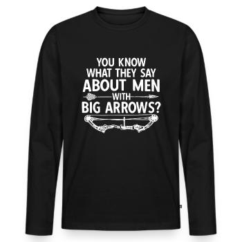 Bogenschießen Archery - Männer Premium Bio Langarmshirt - Schwarz - Vorne - Nico (187cm)