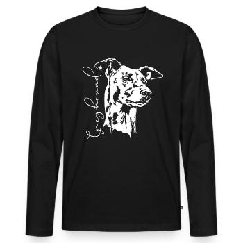 GREYHOUND Portrait Greyhound Greyhounds Wilsigns - T-shirt manches longues Premium bio Homme - noir - Devant - Nico (187cm)