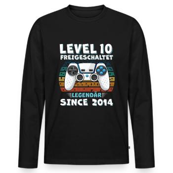 10 Geburtstag - Männer Premium Bio Langarmshirt - Schwarz - Vorne - Nico (187cm)