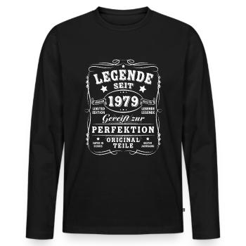 45 Geburtstag - Männer Premium Bio Langarmshirt - Schwarz - Vorne - Nico (187cm)