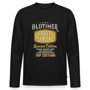 70 Geburtstag - Männer Premium Bio Langarmshirt - Schwarz - Vorne - Nico (187cm)
