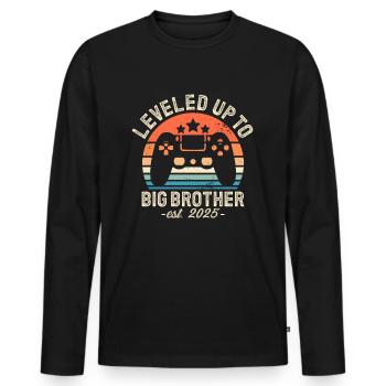 Promu Big Brother en 2025 - T-shirt manches longues Premium bio Homme - noir - Devant - Nico (187cm)