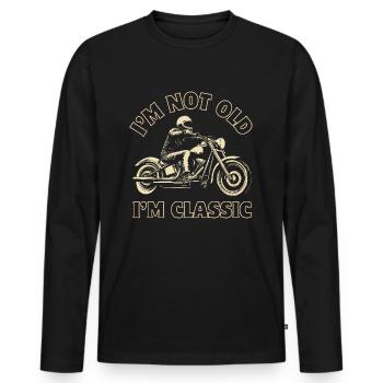 Motorcycle Vintage Pensioner I'm not old I'm classic - Men's Premium Organic Long Sleeve Shirt - black - Front - Nico (187cm)