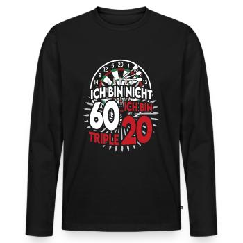 60 Geburtstag triple 20 Dartpfeilen & Dartscheibe - Männer Premium Bio Langarmshirt - Schwarz - Vorne - Nico (187cm)
