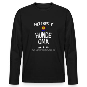 Lustig Beste Hunde Oma Die Mit Den Leckerlis - Männer Premium Bio Langarmshirt - Schwarz - Vorne - Nico (187cm)