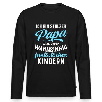 Ich bin stolzer Papa von 2 fantastischen Kindern - Männer Premium Bio Langarmshirt - Schwarz - Vorne - Nico (187cm)