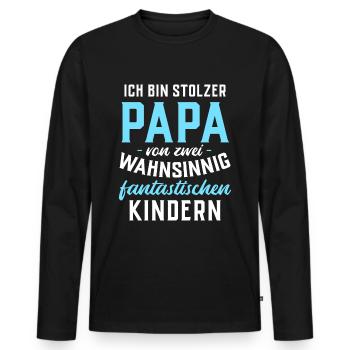Ich bin stolzer Papa von 2 fantastischen Kindern - Männer Premium Bio Langarmshirt - Schwarz - Vorne - Nico (187cm)