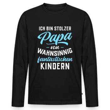 Ich bin stolzer Papa von fantastischen Kindern - Männer Premium Bio Langarmshirt - Schwarz - Vorne - Nico (187cm)