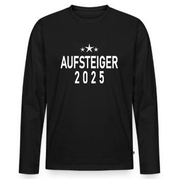 Aufsteiger 2025 - Männer Premium Bio Langarmshirt - Schwarz - Vorne - Nico (187cm)