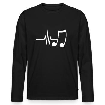 Mein Herz schlägt für Musik - Noten Gehör - Männer Premium Bio Langarmshirt - Schwarz - Vorne - Nico (187cm)
