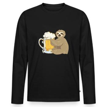 Sloth Hugs Beer Stein - Chill - Witzig - Fête - T-shirt manches longues Premium bio Homme - noir - Devant - Nico (187cm)