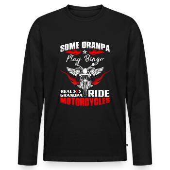 Moto au lieu de Bingo Papy conduite Chopper Rocker - T-shirt manches longues Premium bio Homme - noir - Devant - Nico (187cm)