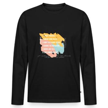 Arnold Schwarzenegger Regeln Erfolg Fail - Männer Premium Bio Langarmshirt - Schwarz - Vorne - Nico (187cm)