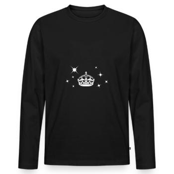Keep Calm Couronne Star Couronne couronne couronne - T-shirt manches longues Premium bio Homme - noir - Devant - Nico (187cm)
