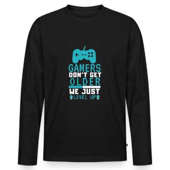 Birthday Get Older Gamer Level Up Gaming Fun - Men's Premium Organic Long Sleeve Shirt - black - Front - Nico (187cm)