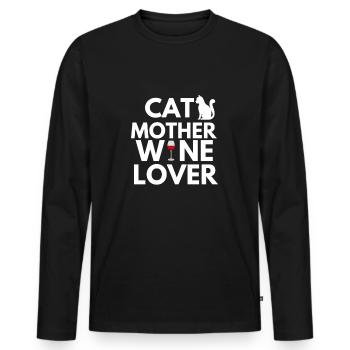 Cat Mother Lover Vin Cat Lover - T-shirt manches longues Premium bio Homme - noir - Devant - Nico (187cm)