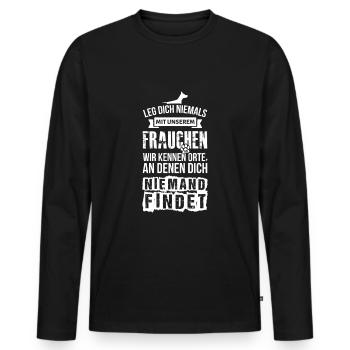 Frauchen Hunde Sprüche Hundeliebhaber Hundeliebe - Männer Premium Bio Langarmshirt - Schwarz - Vorne - Nico (187cm)