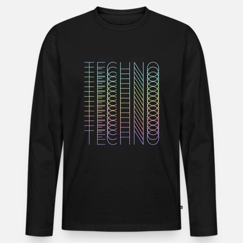 techno techno techno - T-shirt manches longues Premium bio Homme - noir