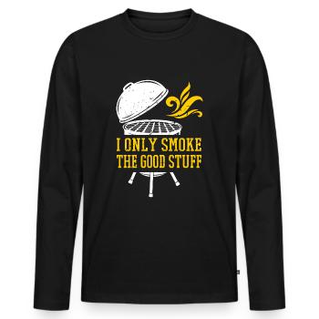 Grillfleisch Qualität Grillen Grill Grillmeister - Männer Premium Bio Langarmshirt - Schwarz - Vorne - Nico (187cm)