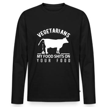 Anti Vegetarier Lustig Spruch Vegi Fleischfresser - Männer Premium Bio Langarmshirt - Schwarz - Vorne - Nico (187cm)