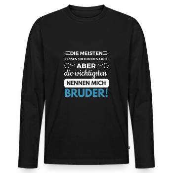 Frère cœur famille frère dire frères et soeurs Brudi - T-shirt manches longues Premium bio Homme - noir - Devant - Nico (187cm)