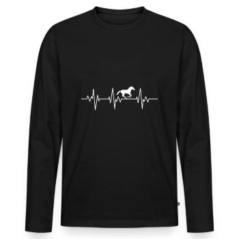Horse lover EKG heartbeat horse riding stall - Men's Premium Organic Long Sleeve Shirt - black - Front - Nico (187cm)
