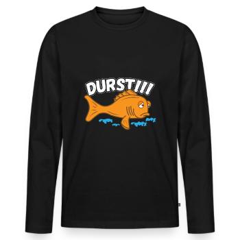 Durstiger Trauriger Fisch Lustiger Spruch - Männer Premium Bio Langarmshirt - Schwarz - Vorne - Nico (187cm)