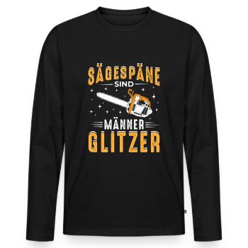 Sägespäne sind Männer Glitzer Holzfäller Spruch - Männer Premium Bio Langarmshirt - Schwarz - Vorne - Nico (187cm)