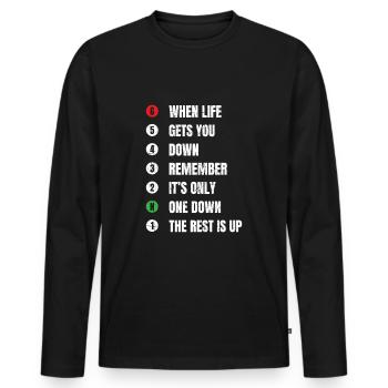Motorradfahrer Spruch Biker Motorrad Schaltung - Männer Premium Bio Langarmshirt - Schwarz - Vorne - Nico (187cm)