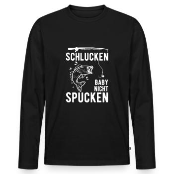Angler Angel Spruch Schlucken Baby nicht Spucken - Männer Premium Bio Langarmshirt - Schwarz - Vorne - Nico (187cm)